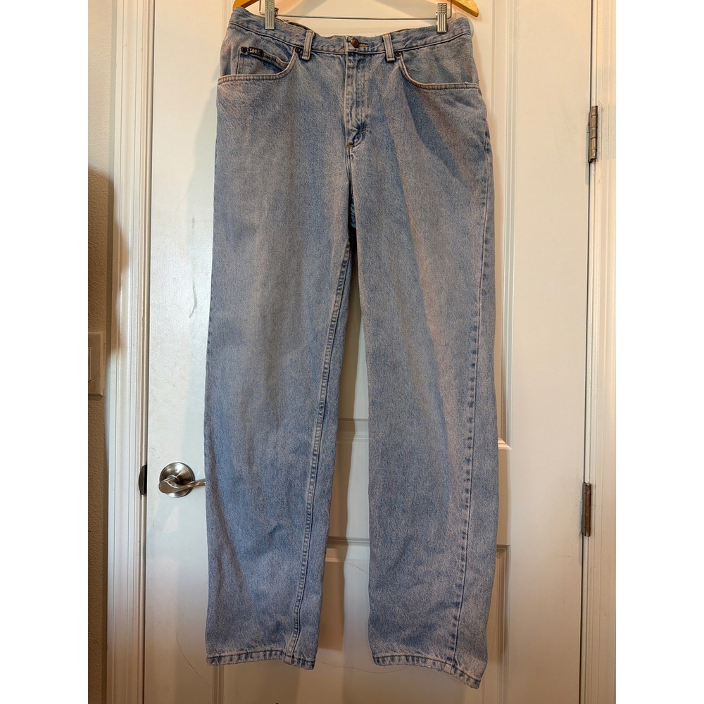 Vintage 1997 Lee 20555 Mens Relaxed Fit Straight Leg Jeans Light Wash 36x34